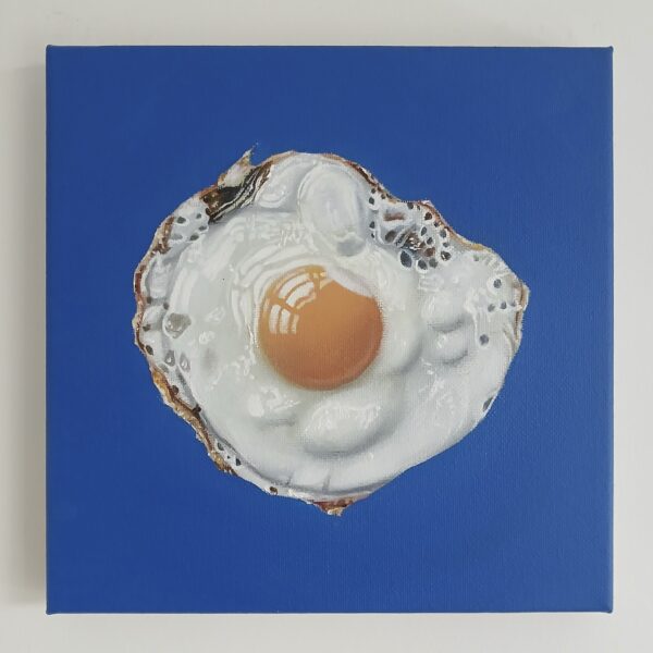 'Fried Egg' - Oil Painting - 20 x 20 cm - Cyan